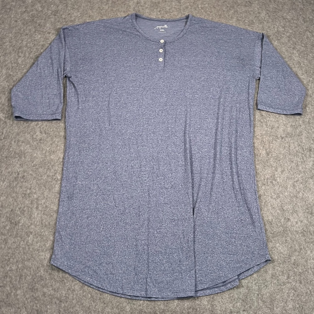 Papinelle Sleepwear Heathered Blue 1/2 Sleeve‎ Henley Sleep Shirt Dress Size XXL